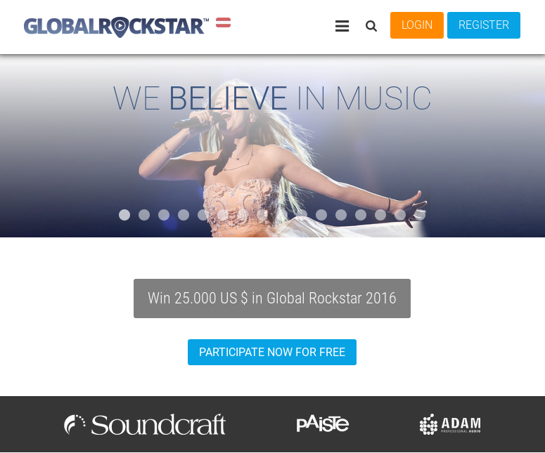 screenshot of globalrockstar website